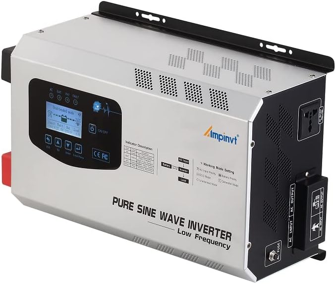 Ampinvt 3000W Peak 9000W Pure Sine Wave Inverter, DC 24V to 120V AC Output with Battery AC Charger,Low Frequency Power Inverter for Truck Boat Home, Support Sealed Gel AGM Flooded Lithium Battery