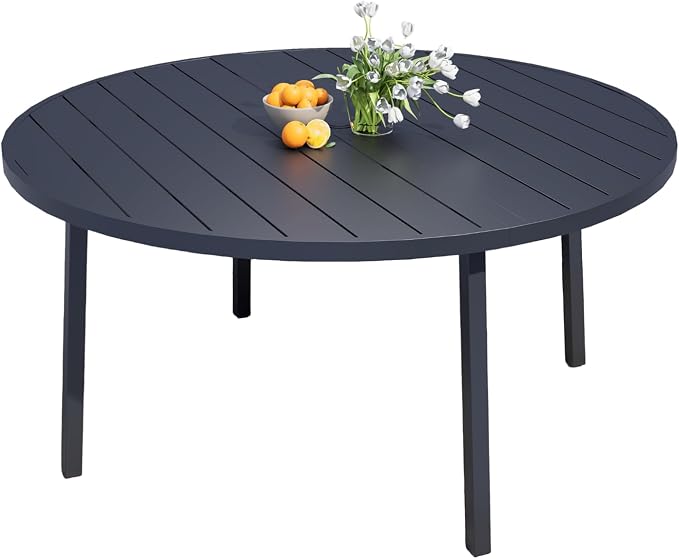 9 Piece Patio Dining Set - Round Patio Table & 8 Swivel Rocking Patio Chairs, Outdoor Patio Furniture with Textilene Fabric High Back Chairs for 8 Person, Mocha