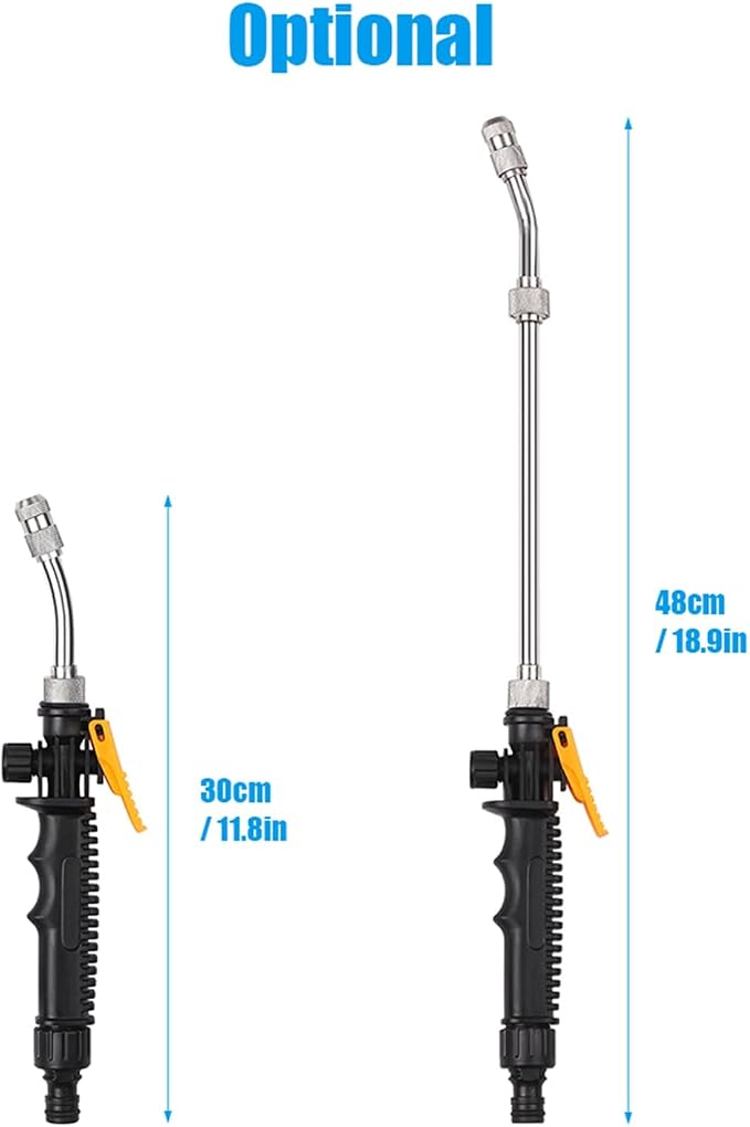 Rengue 2-in-1 High Pressure Washer, Materials, Jet and Fan Nozzles, 11.8in or 18.9in, for Home Garden 2-in-1 High Pressure Washer, ABS Alloy Copper Nan Household Appliances (48cm)