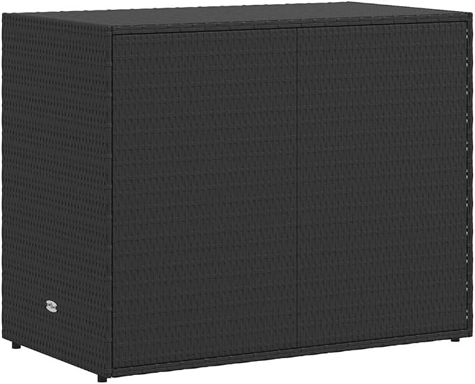 Outdoor Garden Storage Cabinet, Poly Rattan Deck Box with 2 Doors, Weather-Resistant Storage Organizer for Patio, Backyard, and Terrace, 39.4 x 39.4 x 31.5 Inches
