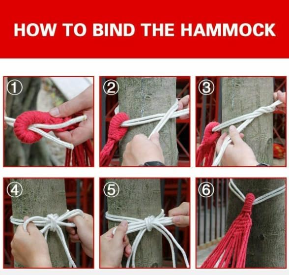 k&klacosta Hammock Outdoor Cotton Multi Load Capacity Portable Up to 450lbs with Carry Bag for Patio Garden Camping Red Yellow Stripes. Non-Slip. (Blue)