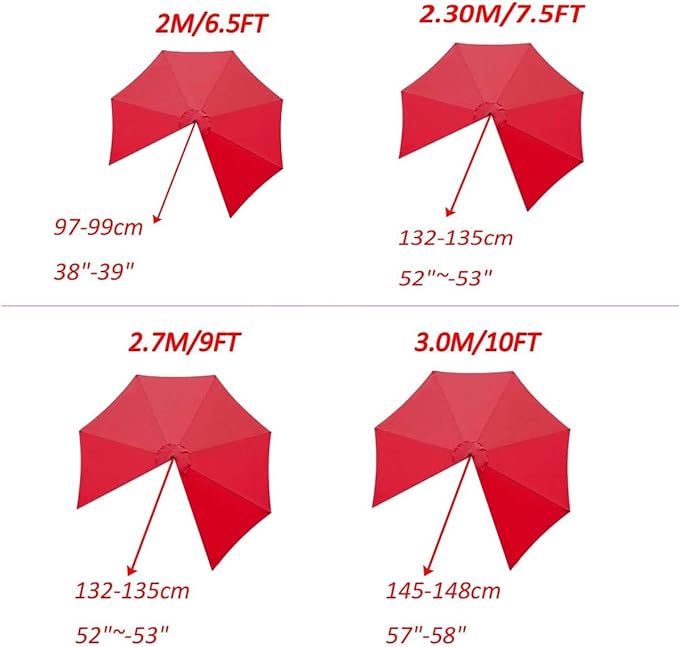 Replacement Umbrella Canopy For Market Table Beach Pool Umbrella Replacement Top Cover Patio Parasol Replacement Canopy Cover 6.5ft 7.5ft 9ft 10ft