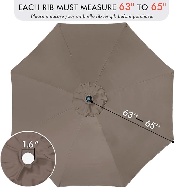 ontheway 11FT Patio Umbrella Enhanced Replacement Canopy Market Table 8 Ribs Umbrella Canopy