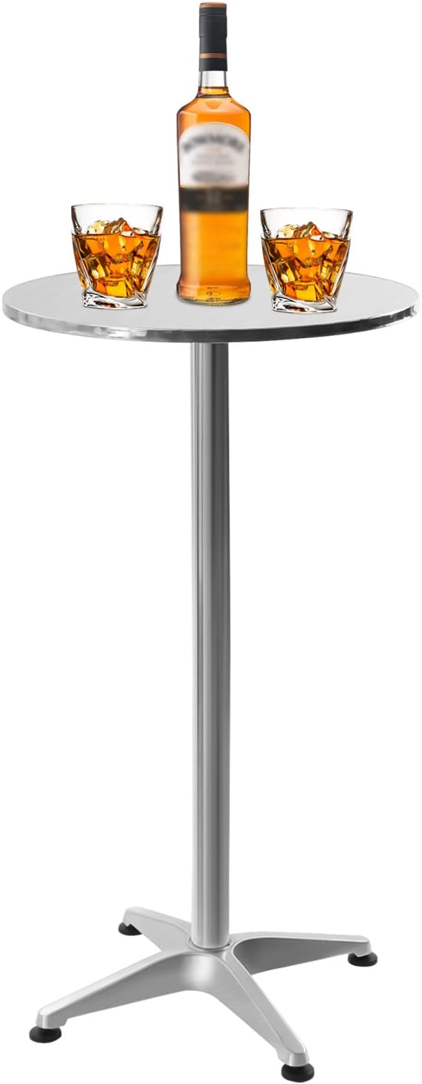 Portable Folding Round Outdoor Side Table, 23.62 Inch Aluminum Indoor-Outdoor Table Metal Patio Table for Porch Yard Balcony,132 LBS Capacity Patio Bistro Tables