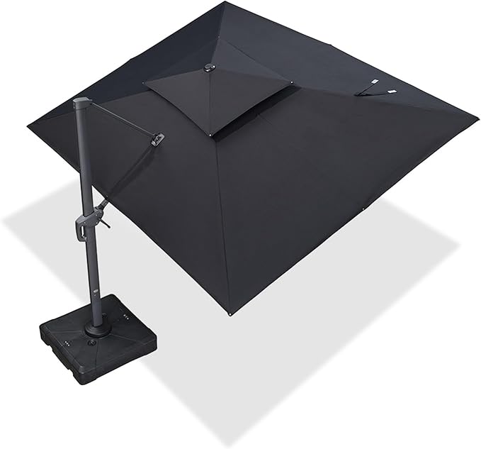 PURPLE LEAF 10' X 13' Double Top Cantilever Patio Umbrella Deluxe Large Outdoor Umbrella Rectangle Offset Umbrella with Fade Resistance for Garden Deck Pool Patio, Graphite Grey