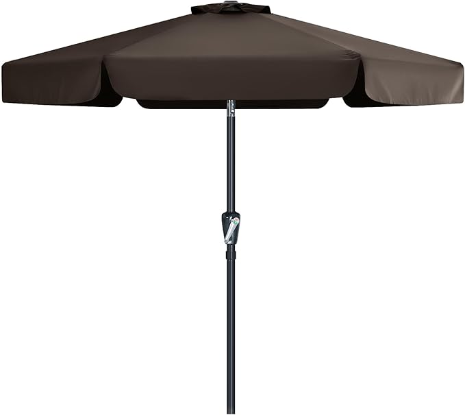 MASTERCANOPY 7.5ft Patio Umbrella with Valance, Crank and Tilt – 6 Ribs Outdoor Market Umbrella, UV/Fade Resistant, Waterproof Canopy with Wind Vent for Garden, Deck, Backyard, Pool (Brown)