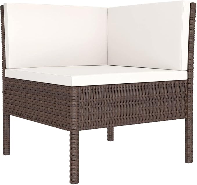 vidaXL Patio Furniture Set 3 Piece, Patio Conversation Set with Cushions, Outdoor Sectional Sofa with Coffee Table for Garden, Poly Rattan Brown