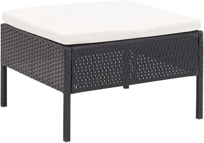 Patio Sofa Set with Cushions,Patio Lounge Set,Outdoor Furniture,Outdoor Furniture Sets,Patio Conversation Sets,for Garden,Deck,Backyard,5 Piece Poly Rattan Black