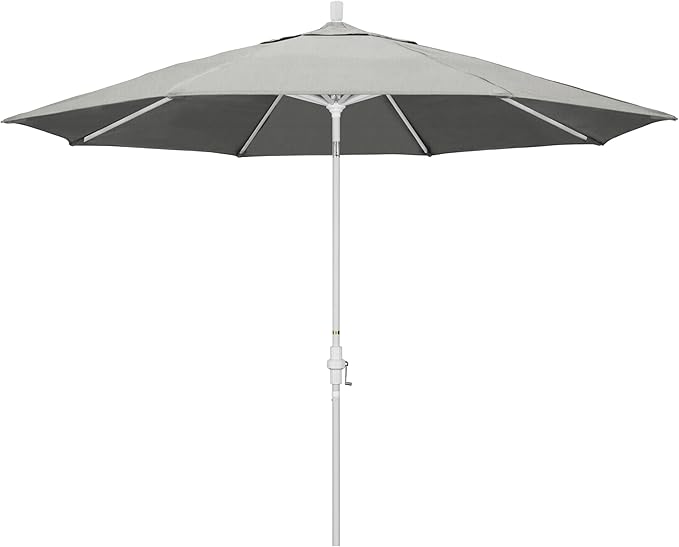 California Umbrella 11Ft Premium Sunbrella Patio Umbrella, Hand-Crank, Tilt-Collar, White Frame, Granite Fabric