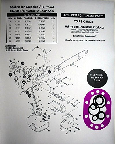 Greenlee 40789 Packing Kit for H6200 and HCS Hydraulic Chain Saw