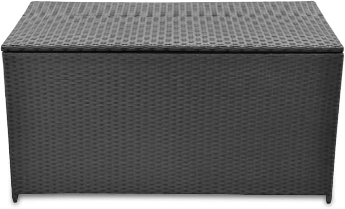 Patio Storage Box Deck Storage Box Outdoor Storage Box Indoor Wicker Storage Bin for Patio Furniture Cushions, Pillows, Garden Tools, Poly Rattan Black, 47.2"x19.7"x23.6"