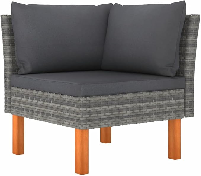 Patio Lounge Set,Patio Furniture Sets,Patio Conversation Sets,Outdoor Furniture Sets,for Garden,Backyard,Outdoor,8 Piece Poly Rattan and Eucalyptus Wood Gray