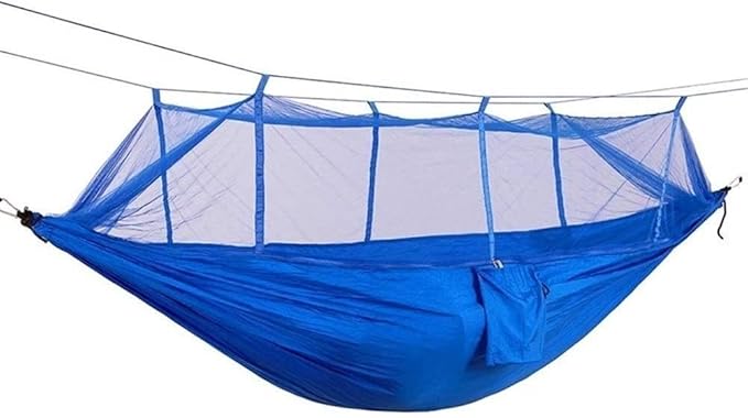 Camping Hammock Bed 1-2 Person Portable Outdoor Camping Hammock Parachute Fabric Hanging Bed Hunting Sleeping Swing Hamac Hammock Swing (Color : Blue)