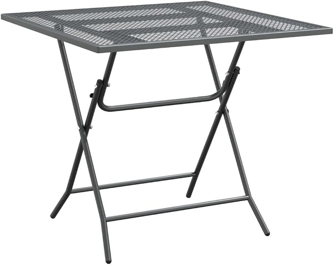 5 Piece Patio Dining Set Expanded Metal Mesh Anthracite Outdoor Table and 4 Chairs Foldable Adjustable Backrest E-Coating Weatherproof for Garden Poolside Deck