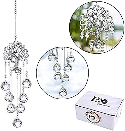 Tree of Life Crystal Prism Suncatcher Rainbow Maker Garden Decor | Crystal Suncatcher Rainbow Maker with Tree of Life Metal Prism for Garden Window Room Outdoor Decor Display