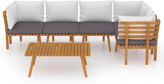 Patio Lounge Set with Cushions,Patio Furniture Sets,Patio Conversation Sets,Outdoor Furniture Sets,for Garden,Backyard,Outdoor,6 Piece Solid Acacia Wood