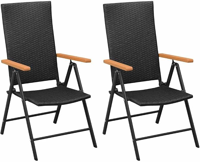 3-Piece PE Rattan Garden Dining Set with Adjustable Armrests, Black and Brown Frame, Compact for Small Balconies and Patios