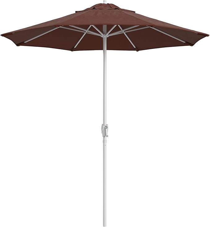 California Umbrella 8-Year Protection 7.5 Ft Outdoor Patio Umbrella, Solstice Fade-Resistant Fabric, Auto-Tilt, Heavy Duty Aluminum Frame, 8 Reinforced Ribs for Pool or Deck, White Pole, Terracotta