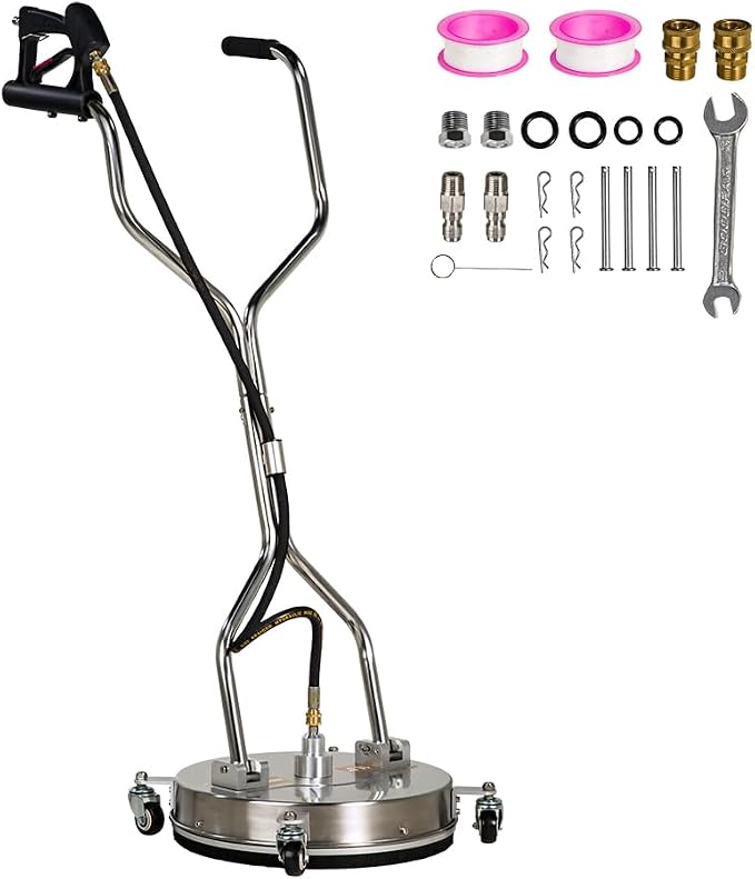 SCITOO 16.5" Pressure Washer Surface Cleaner 4000 PSI with 4 Wheels,3/8" Quick Connector and Washer Accessories for Concrete, Patio, Sidewalk, Deck and Driveways