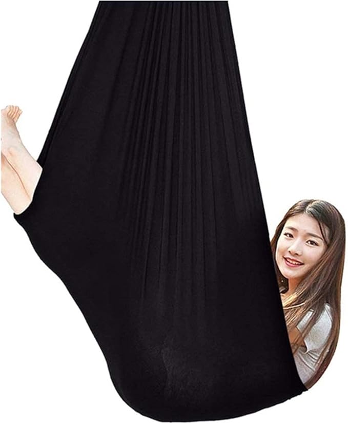 Physical Therapy Swing for Sensory Indoor, Kids and Teens More Special Needs, Cuddle Hammock Autism, ADHD, Aspergers and Integration Snuggle (Color : Black, Size : 100x280cm/39x110in)
