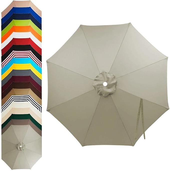 11ft – 8 Ribs Patio Umbrella Replacement Canopy,Waterproof UV-Resistant Outdoor Round Umbrella Top Cover for Outdoor Garden Deck Backyard