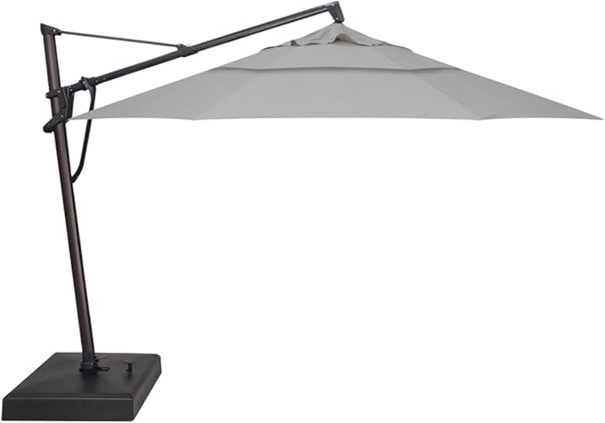 Treasure Garden AKZ PLUS Cantilever Umbrella 13' Octagonal Sunbrella Cast Silver Canopy and Black Frame with Rolling Base