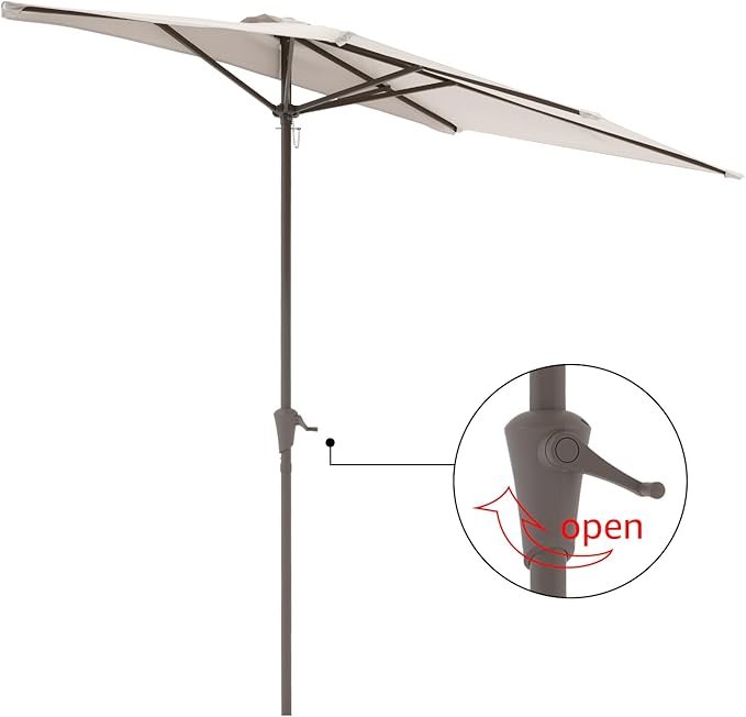 COBANA 7.5’by 4’Half Rectangular Outdoor Patio Umbrella for Patio, Balcony, Garden, Deck, Cream White