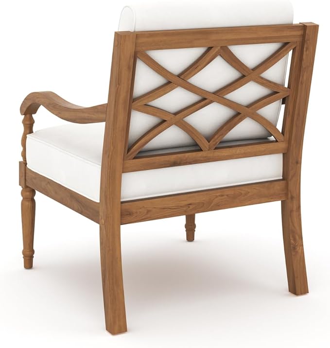 New Classic Furniture Savannah Acacia Wood Patio Conversation Sets for 5 – Stylish Outdoor Patio Conversation Sets – Outdoor Furniture Sets for Balcony, Deck, or Small Outdoor Spaces