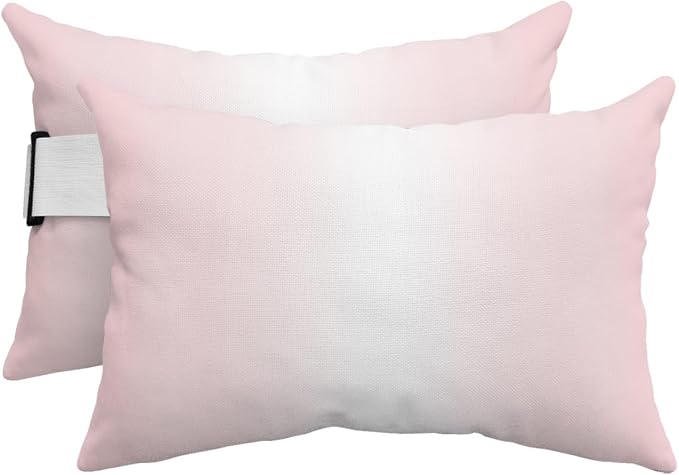 Pack of 4 Outdoor Lumbar Pillow Covers 11x16 Inch, Pink Ombre Waterproof Throw Pillow Covers Set, Aesthetics Modern Abstract Art Gradient Indoor&Outdoor Decorative Cushion Cases for Patio Porch Car