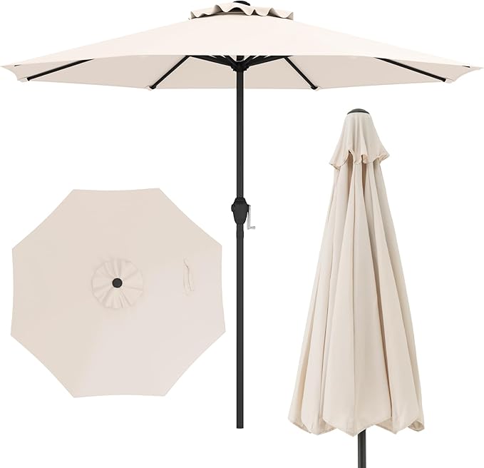 8.5 FT Patio Umbrella Outdoor Table Umbrella, Market Umbrella with Crank Handle, 8 Sturdy Ribs, Air Vent & Sun-Protective Canopy, Parasol for Garden, Backyard, Deck & Pool