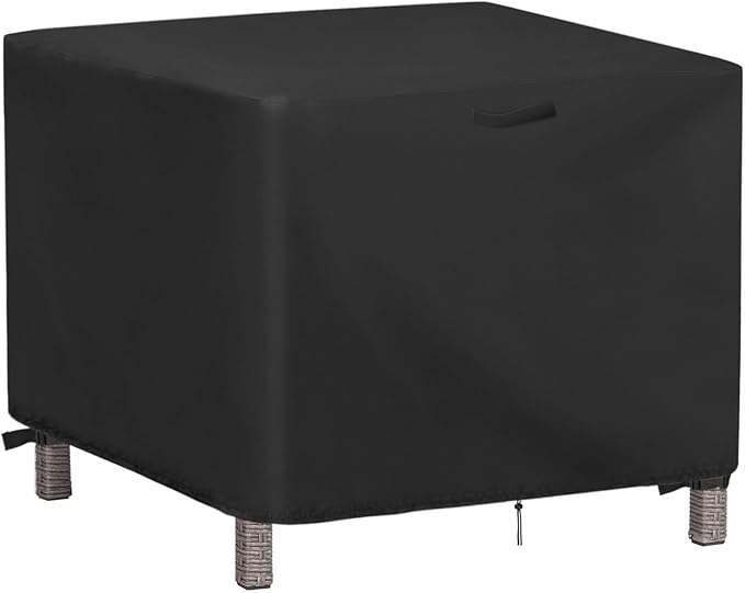 Outdoor Ottoman Cover Rectangle, 25 Inch Waterproof Patio Ottoman Cover, Heavy Duty Outdoor Side Table Furniture Covers - 25 x 20 x 17 Inch