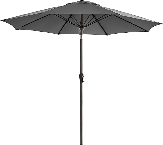 LOUNZY 9FT Large Outdoor Patio Umbrella Table Umbrella-UV Resistant,Easy Push Button Tilt and Crank,8 Sturdy Fiberglass Ribs Pool Umbrella for Patio,Backyard,Deck,Yard,Market