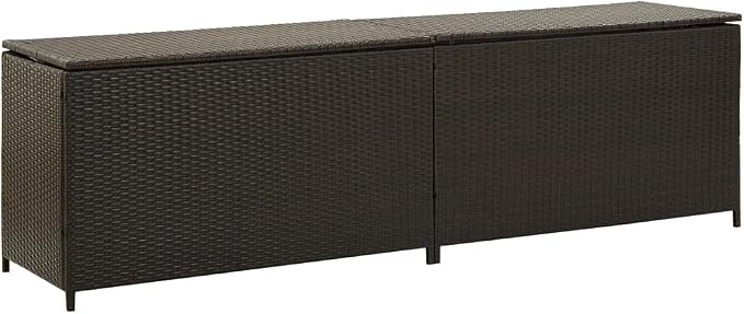 Wicker Outdoor Deck Box, Outdoor Garden Storage Box with Lid, PE Rattan Storage Container for Pillows, Cushions, Gardening Tools, 78.7"x19.7"x23.6" Brown