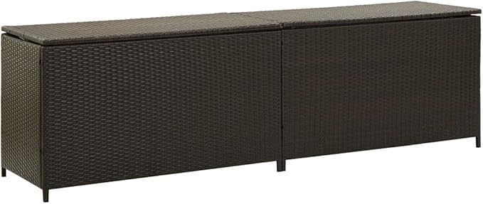 Patio Storage Box Poly Rattan 78.7"x19.6"x23.6" Brown Patio Garden Outdoor Storage Container, Furniture Deck Box (Weight:40.57 lbs) -AA