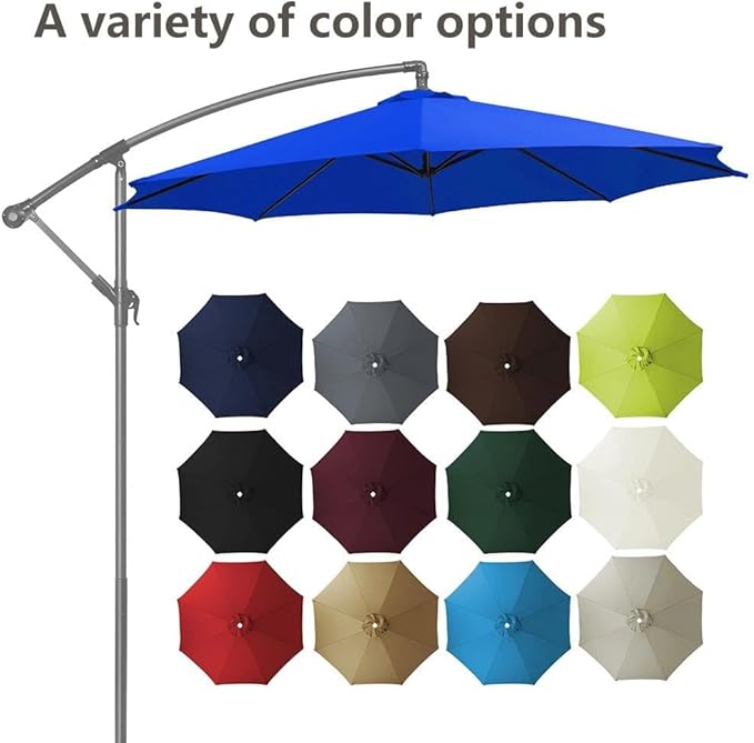 Patio Cantilever Umbrella Replacement Canopy Round 8ft/10ft 8Ribs,Replacement Parasol Canopy Cover with Fade Resistant for Market Table Backyard Garden