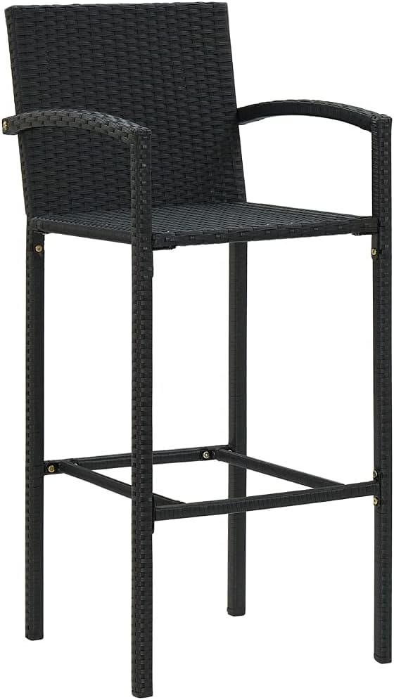 5 Piece Patio Bar Set, Porch Furniture Set Garden Lounge Set Patio Conversation Set Outdoor Dining Sets for Garden Poolside Piazza Negotiation Area with Armrest Poly Rattan Black