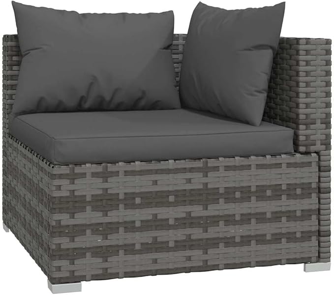 4 Piece Patio Lounge Set with Cushions, Patio Conversation Set Porch Furniture Set Outdoor Sofa Sets Front Porch Furniture for Piazza Negotiation Area Exhibition Poolside Gray Poly Rattan