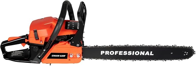 58cc Gas Chainsaws 20 Inch Bar Length Power Chain Saws, Gas Powered Chainsaw 2 Stroke Handheld Gasoline Chain Saw for Cutting Wood Outdoor Garden Farm Home Use with Tool Kit