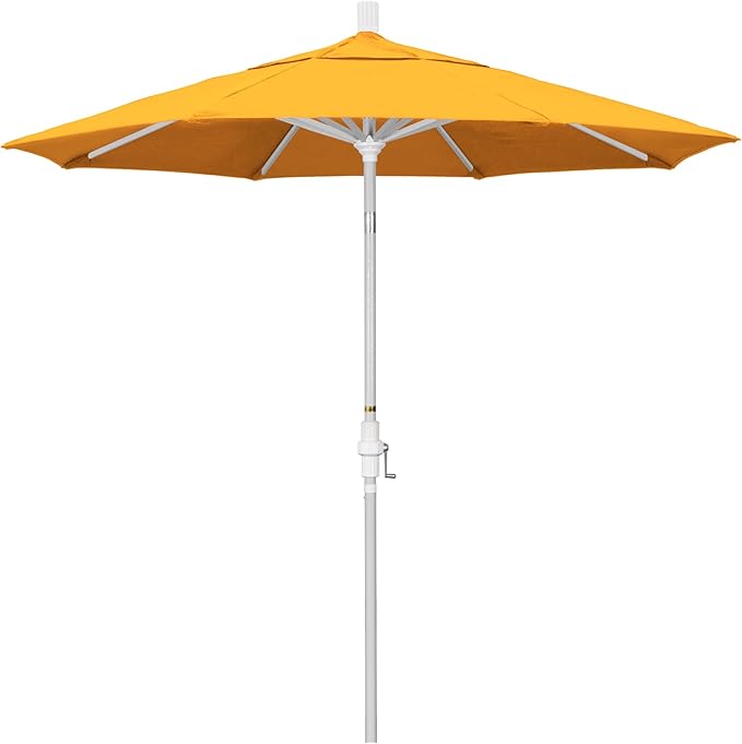 California Umbrella 7.5' Rd. Aluminum Patio Umbrella, Crank Lift, Collar Tilt, White