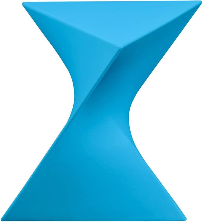 LeisureMod 15.75" Triangular Side Table, Stackable Plastic Accent End Table for Indoor & Outdoor Use, Weather-Resistant Modern Patio & Living Room Table, Set of 2, Blue