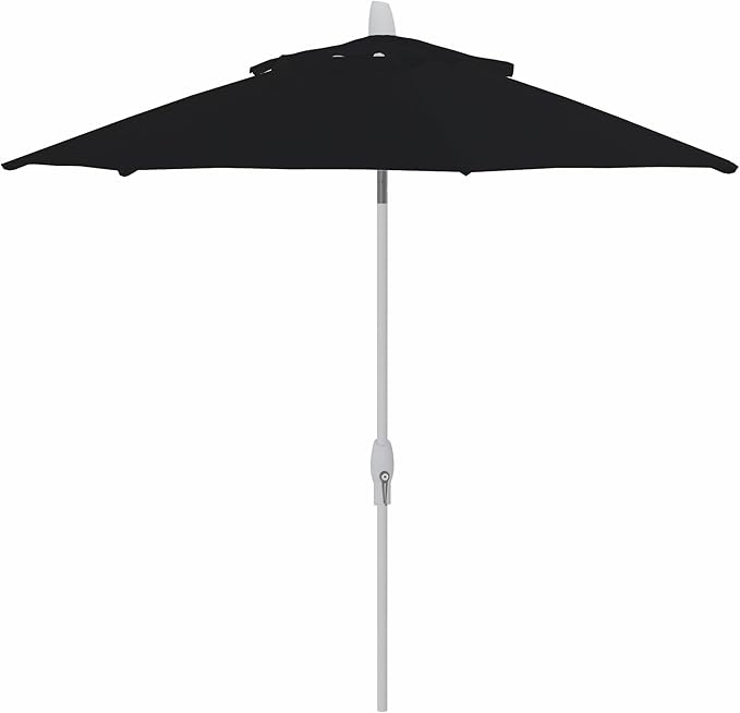 Treasure Garden 9ft Patio Umbrella - Outdoor Furniture Market Umbrella – Deluxe Auto-Tilt – White Aluminum Frame (Sunbrella, Black)