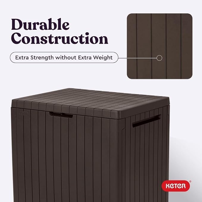 free-space 30 Gallon Resin Outdoor Storage Box, Waterproof Weatherproof Deck Box, Multi-Purpose Patio Organizer for Cushions, Tools & Outdoor Accessories