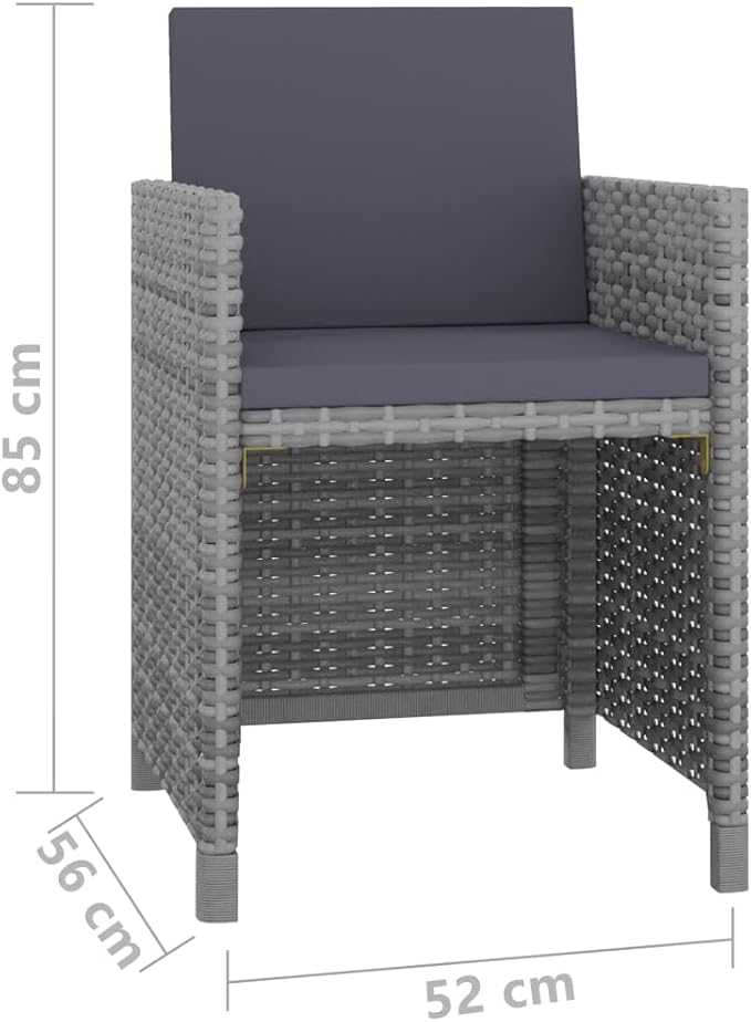 9 Piece Patio Dining Set with Cushions, Outdoor Sofa Sets Patio Conversation Set Front Porch Furniture Outdoor Lounge Sets for Exhibition Piazza Garden Poly Rattan Anthracite