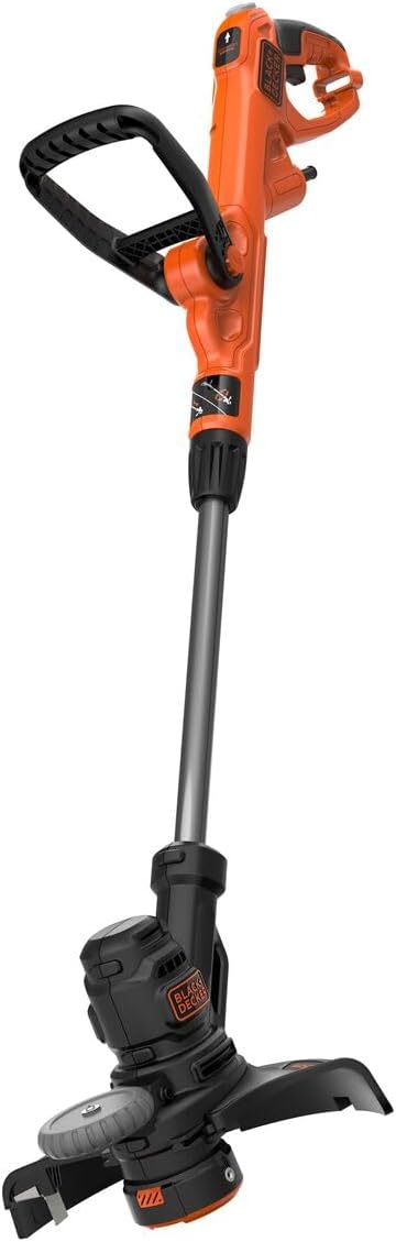 Black+Decker BESTE628-QS - Cortabordes 550W, Ancho de Corte 28 cm, Mango telescópico, Rueda guía y desenrollado automático del Cable, Negro/Naranja