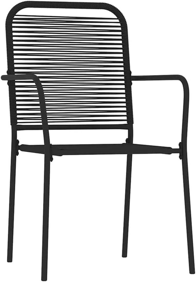 Afuera Living 7-Piece Outdoor Dining Set, Powder-Coated Steel Frame, Black Finish, Tempered Glass Table, Cotton Woven Seats, 55.1 in Table Length, Weather-Resistant Patio and Garden Furniture Set