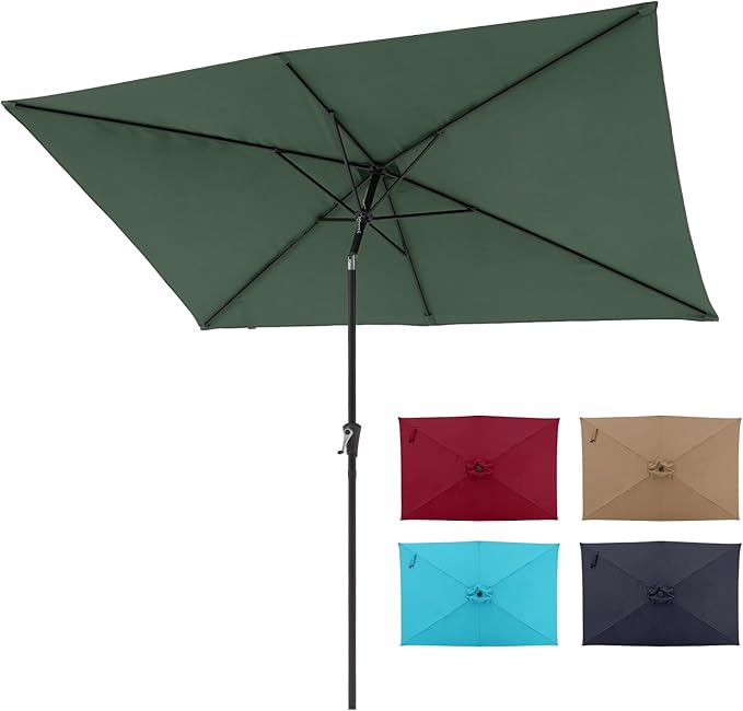 COBANA 6.6 x 9.8ft Rectangular Patio Umbrella, Outdoor Table Market Umbrella with Push Button Tilt/Crank,Patio Umbrella Rectangular for Backyard, Garden