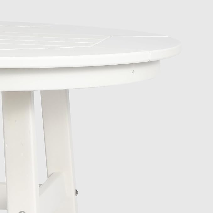 WestinTrends Malibu Outdoor 35" HDPE Round Patio Bar Height Table, White