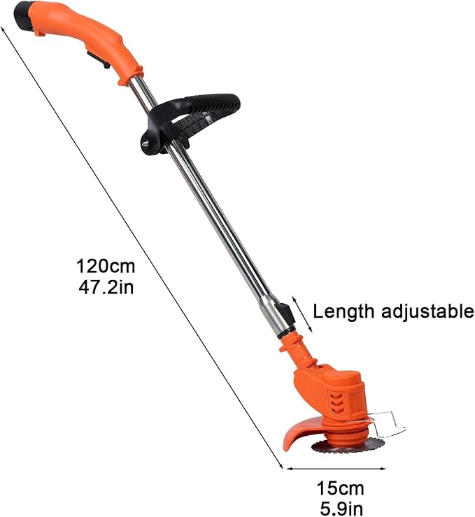Cordless Lawn Mower, Battery Powered Grass Trimmer with Adjustable Telescopic Handle, Electric Weed Eater, Lightweight String Trimmer for Small Yards, Portable Lawn Mower for Women, Elderly
