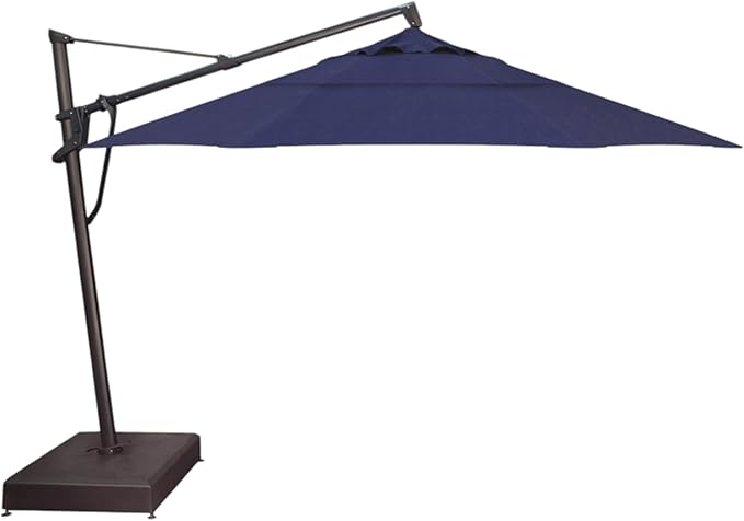 Treasure Garden AKZ PLUS Cantilever Umbrella 13' Sunbrella Spectrum Indigo Canopy and Black Frame with Stationary Base