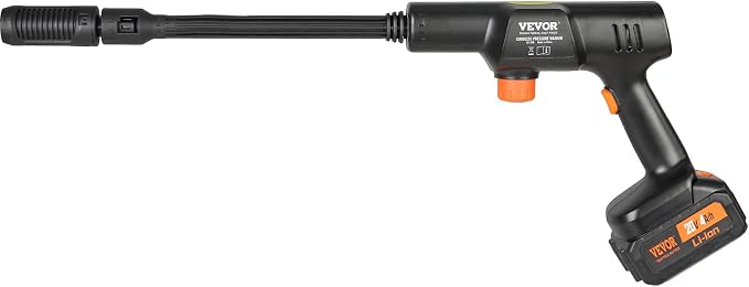 VEVOR Cordless Pressure Washer, 652PSI 1.0GPM BRUSHLESS Motor Rechargeable 4.0Ah Battery Powered, Handheld High-Pressure Car Washer Gun with Charger, 6-in-1 Nozzle for Home/Floor Cleaning & Watering